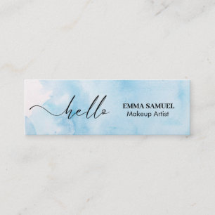 Carte De Visite Mini Élégant Bonjour Minimal Calligraphie Marine bleu