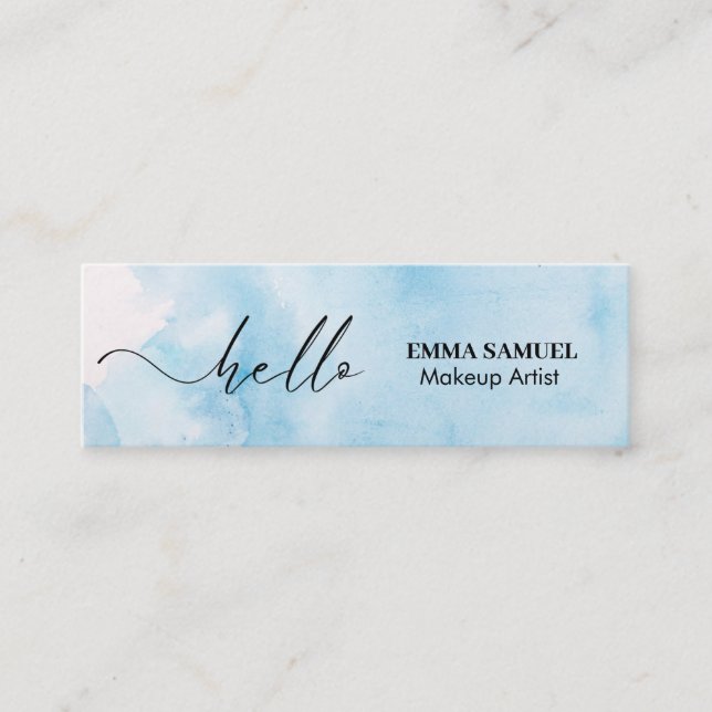 Carte De Visite Mini Élégant Bonjour Minimal Calligraphie Marine bleu (Devant)