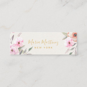 Carte De Visite Mini Elégant Chic Gold Frame Girly Rose Floral