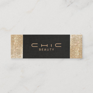 Carte De Visite Mini Elégant Chic Linge Noir Sequin Or Beauté