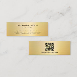 Carte De Visite Mini Élégant Code QR Moderne Or Créez Votre Propre