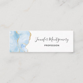 Carte De Visite Mini Élégant Cool Bleu Agate avec ruban Parties scintil