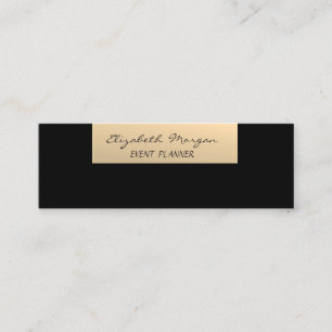 Carte De Visite Mini Élégant Glamour Moderne Chic, Faux Gold, Noir