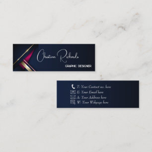 Carte De Visite Mini Elégant Gold Blue Rose Abstrait
