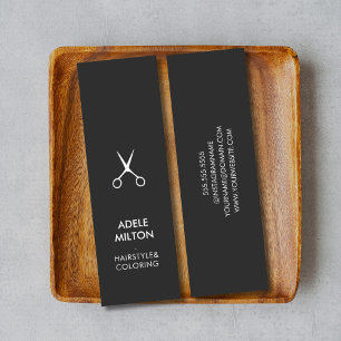 Carte De Visite Mini Elégant minimaliste gris foncé coiffeur blanc