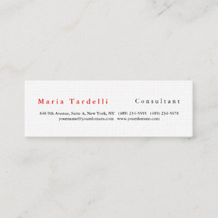 Carte De Visite Mini Élégant minimaliste minimaliste moderne blanc roug