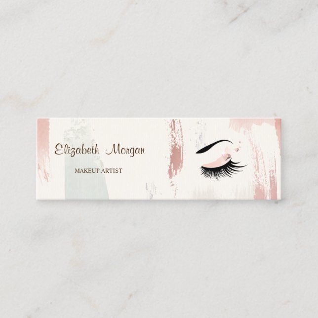 Carte De Visite Mini Élégant Moder, Aquarelle Brush Stroke, Lashes (Devant)