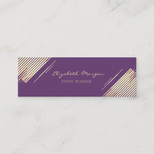 Carte De Visite Mini Elégant Moderne, Faux Gold, Bandes, Violet
