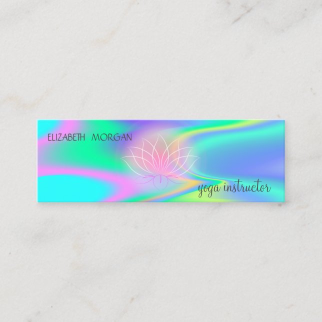 Carte De Visite Mini Élégant Moderne Lotus Professionnel Holographique (Devant)