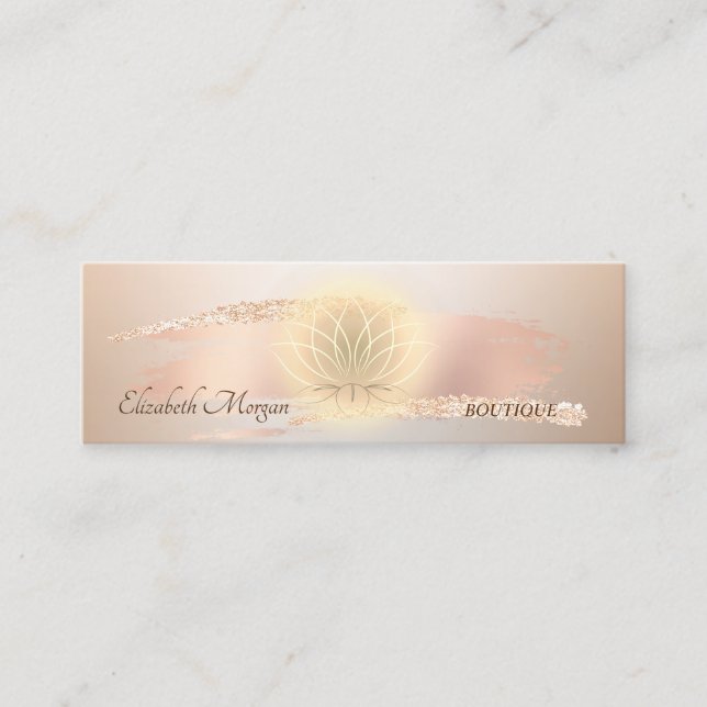 Carte De Visite Mini Élégant Moderne, Rose Chic Brush Or Lotus (Devant)