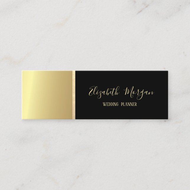 Carte De Visite Mini Élégant moderne simple, Bande d'or, Noir, Minimali (Devant)
