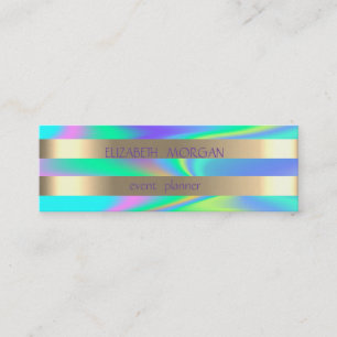 Carte De Visite Mini Élégant Moderne Style Doré Rayé Holographique
