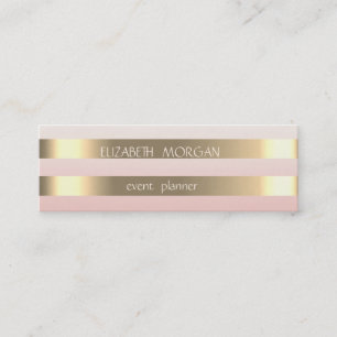 Carte De Visite Mini Élégant Moderne Style Faux Doré Rayé, Rose