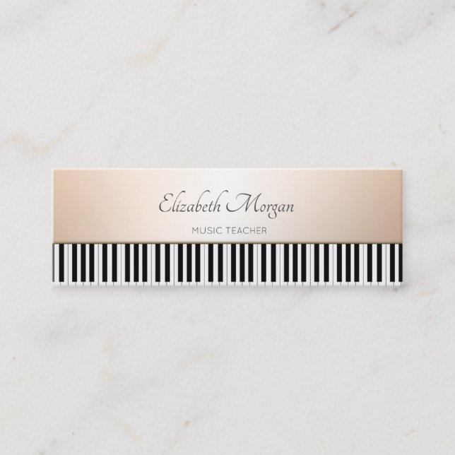 Carte De Visite Mini Elégant Moderne, Touches de piano, Enseignant de m (Devant)