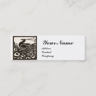 CARTE DE VISITE MINI ÉLÉGANT MONOGRAMME PAON BLANC NOIR