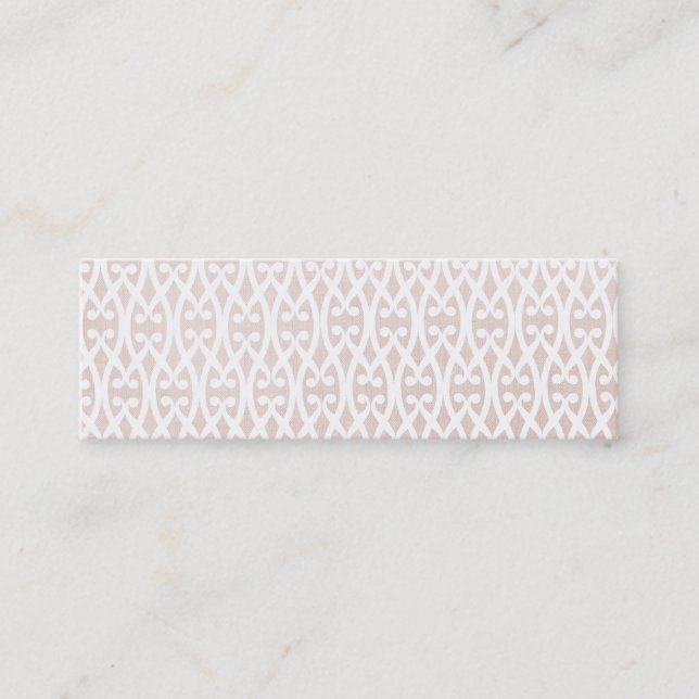 Carte De Visite Mini Elégant Motif en treillis beige et blanc (Devant)