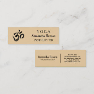Carte De Visite Mini Élégant Noir et Blanc OM Symbole Yoga Instructeur