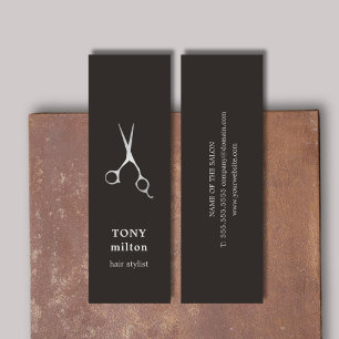 Carte De Visite Mini Elégant noir Faux ciseaux argent ciseaux coiffeur