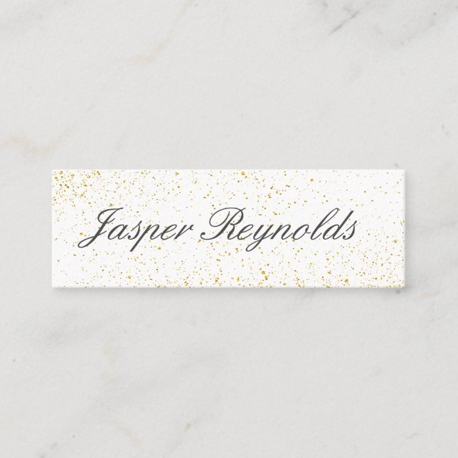 Carte De Visite Mini Elégant Or Poussière Noir Blanc (Devant)