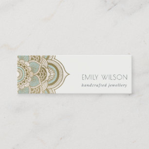 Carte De Visite Mini Elégant Ornate Gold Foil Turquoise Turquoise Mand