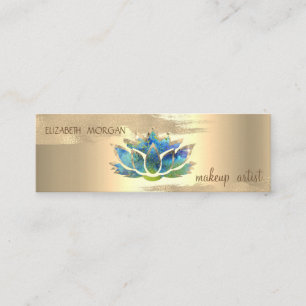 Carte De Visite Mini Élégant pinceau d'huile d'or, Blue Lotus