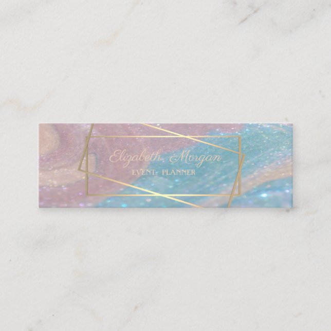 Carte De Visite Mini Élégant professionnel, Faux Gold Frame, Marbre (Devant)