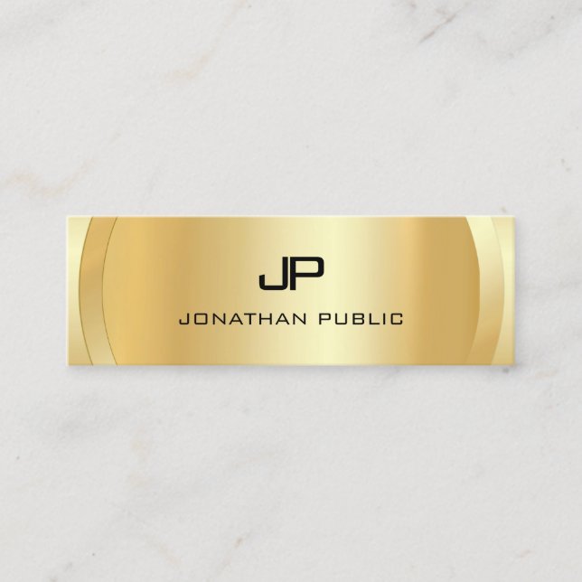 Carte De Visite Mini Élégant professionnel Faux Gold Monogramme moderne (Devant)