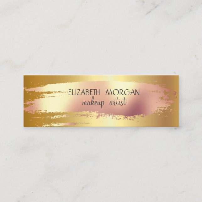 Carte De Visite Mini Élégant Rose Gold Foil Brush Stroke, Faux Gold (Devant)
