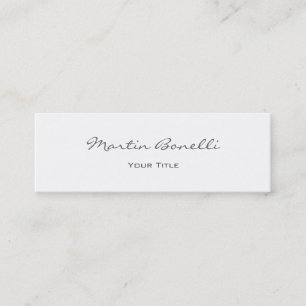 Carte De Visite Mini Élégant script blanc Simple tendance Professional