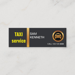 Carte De Visite Mini Élégant service de taxis Black Gold Stripe