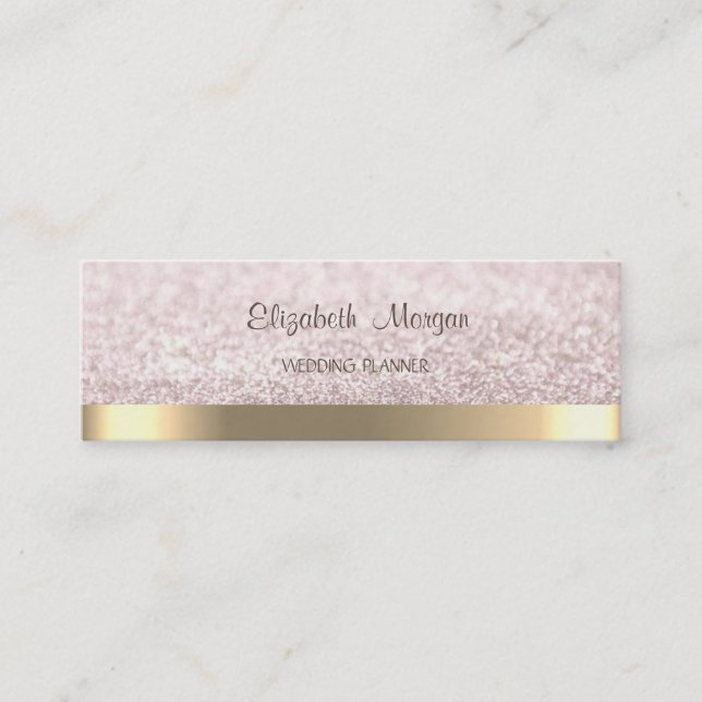 Carte De Visite Mini Elégant Simple Faux Gold Stripe, Glittery Bokeh (Devant)