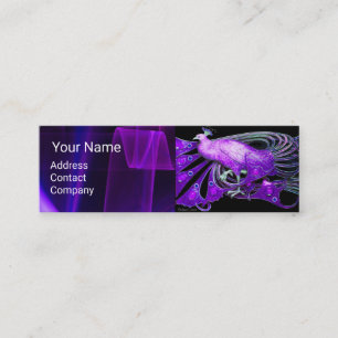 CARTE DE VISITE MINI ÉLÉGANT VIOLET PURPLE PEACOCK, BLACK BLUE MONOGRAM