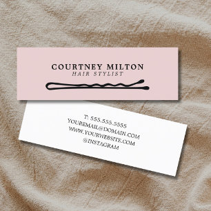 Carte De Visite Mini Élégante Épingle à Cheveux Rose Minimaliste Coiffe