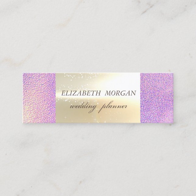 Carte De Visite Mini Élégante Glamorouse moderne, Holographie de Faux G (Devant)