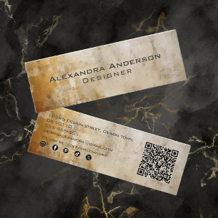 Carte De Visite Mini Élégante Parties scintillant d'or ivoire Abstrait 