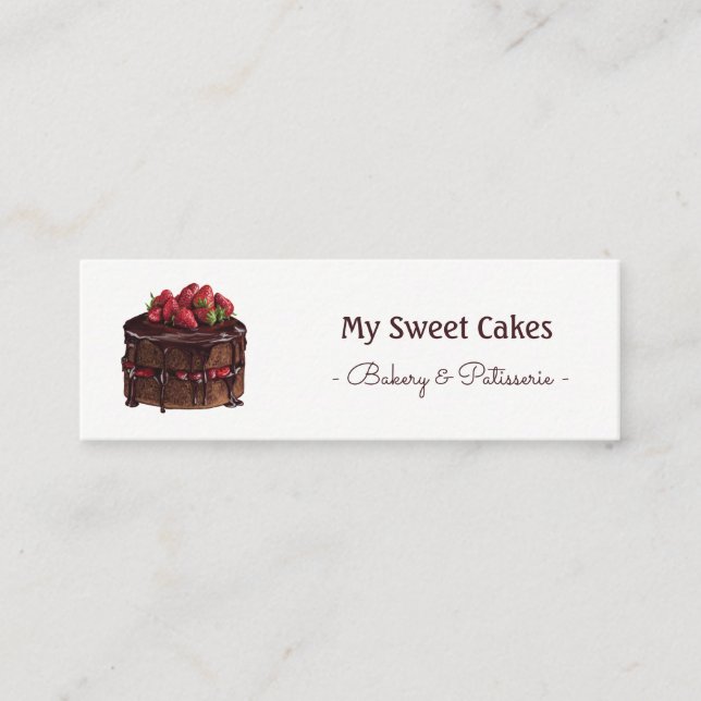 Carte De Visite Mini Élégante pâtisserie chocolat aquarelle (Devant)