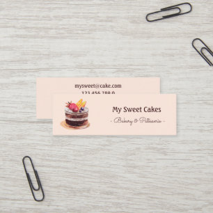 Carte De Visite Mini Élégante pâtisserie de gâteau à l'aquarelle c