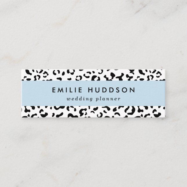 Carte De Visite Mini Empreinte de léopard, Zones Léopard, Noir Et Blanc (Devant)