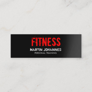 Carte De Visite Mini Entraîneur de fitness rouge noir mince