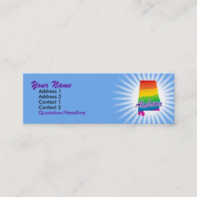 Carte De Visite Mini État Arc-En-Ciel De L'Alabama (Devant)