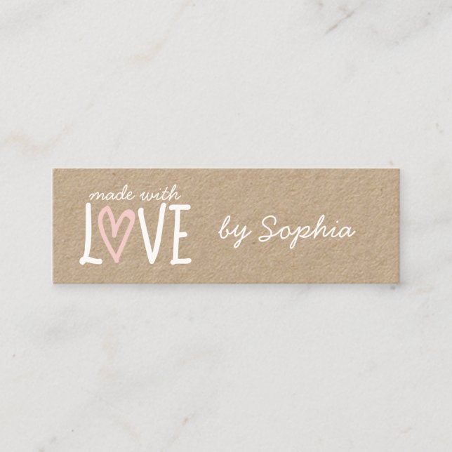 Carte De Visite Mini Fabriqué avec amour Nom personnalisé et médias soc (Devant)