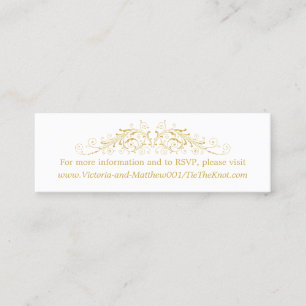 Carte De Visite Mini Faux Gold Floury Détails du Mariage Insérer