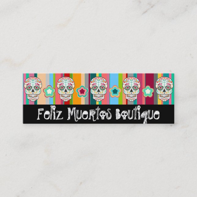 Carte De Visite Mini Feliz Muertos - crâne maigre fait sur commande (Devant)