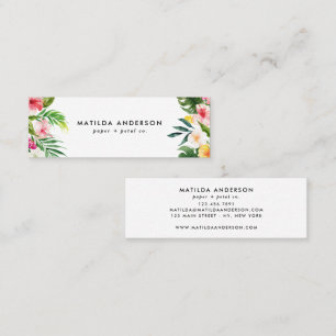 Carte De Visite Mini Feuillage moderne floral rose botanique tropical