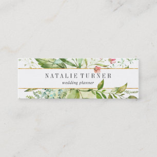 Carte De Visite Mini Feuillage vert floral sauvage d'aquarelle