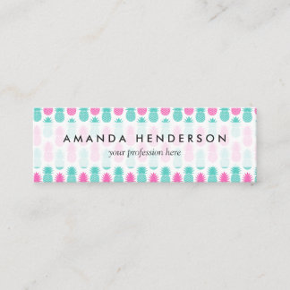 Carte De Visite Mini Fille rose Turquoise à ananas Motif