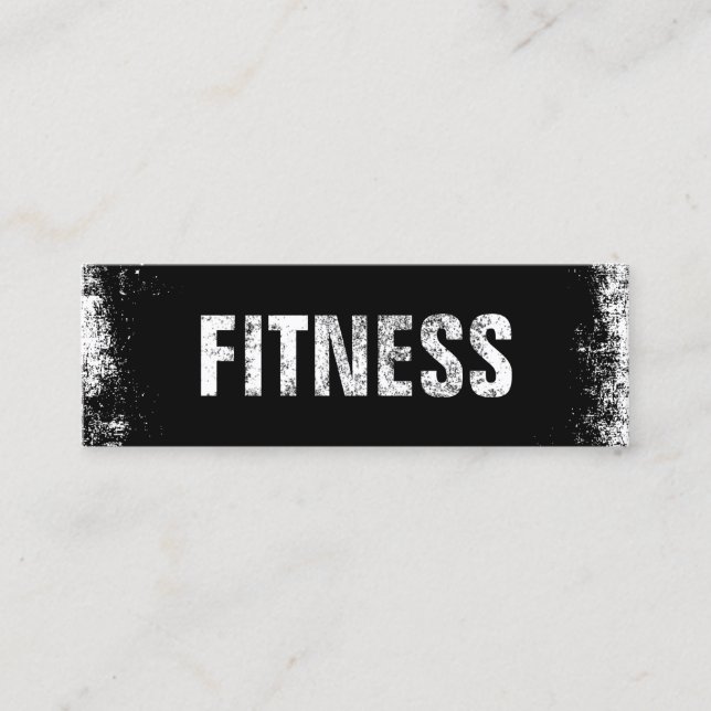 Carte De Visite Mini Fitness Personal Trainer Gronge Noir Grunge (Devant)