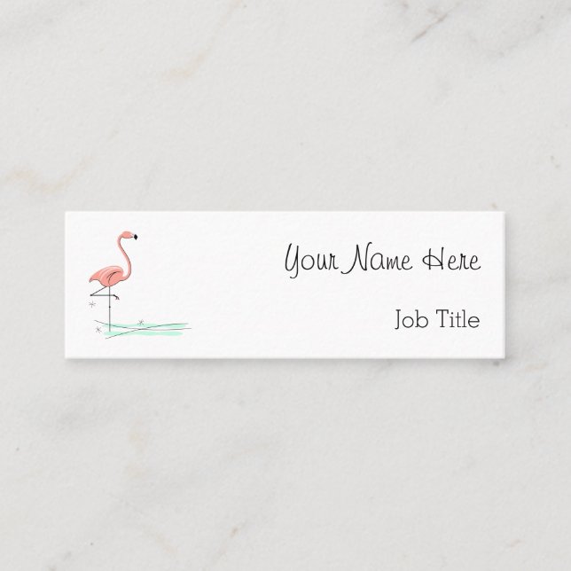 Carte De Visite Mini Flamant rose Ocean side text maigre (Devant)