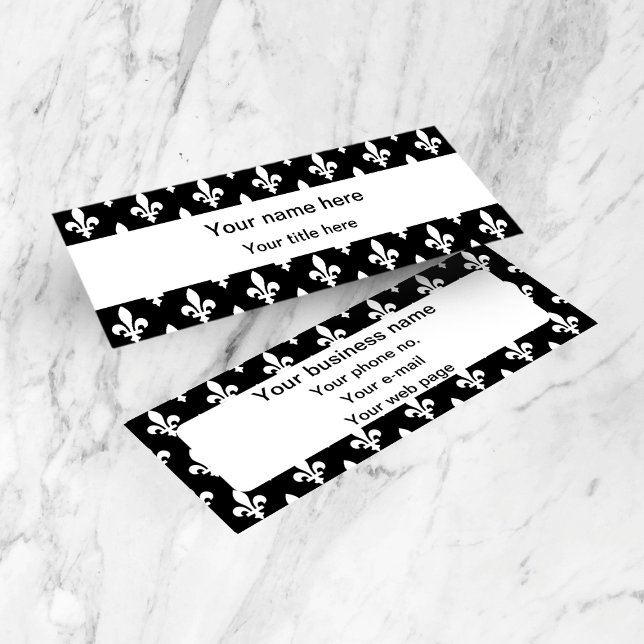 Carte De Visite Mini Fleur de Lis Motif, française, royale, blanche (Créateur téléchargé)