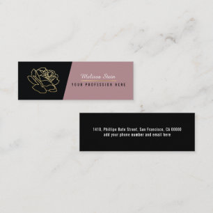 Carte De Visite Mini Fleur rose, élégante florale féminine professionne